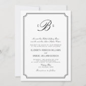 Invitation Monogramme classique Elégant Blanc Noir Mariage In (Devant)