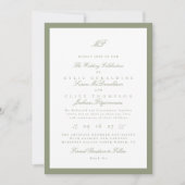 Invitation Monogramme classique encadré officiel Mariage vert (Devant)