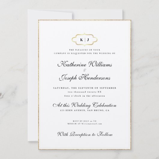 INVITATION MONOGRAMME CLASSIQUE ET MARIAGE DE CALLIGRAPHIE RO (Devant)
