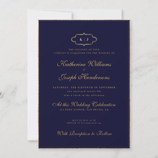 INVITATION MONOGRAMME CLASSIQUE ET MARIAGE DE CALLIGRAPHIE RO (Devant)