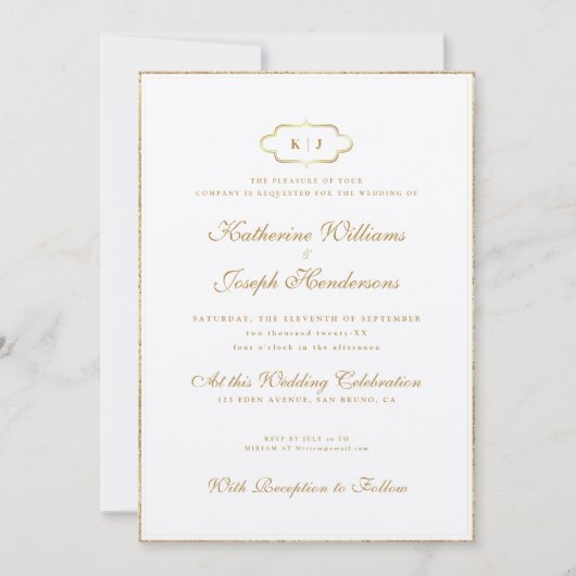 INVITATION MONOGRAMME CLASSIQUE ET MARIAGE DE CALLIGRAPHIE RO (Devant)