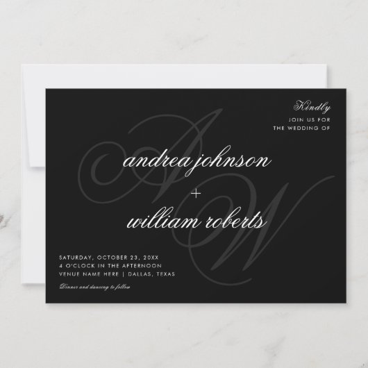 Invitation Monogramme classique Formal Elegant Mariage photo (Devant)