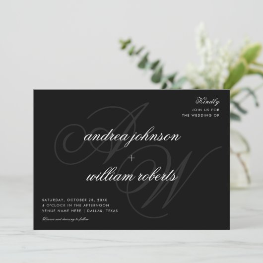 Invitation Monogramme classique Formal Elegant Mariage photo (Debout devant)