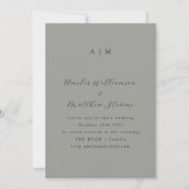 Invitation Monogramme classique gris et Mariage de script noi (Devant)