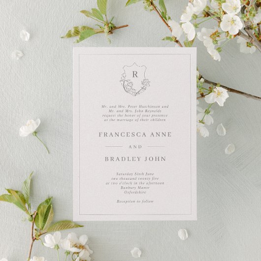 Invitation Monogramme classique Jasmine Crest Mariage