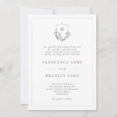 Invitation Monogramme classique Jasmine Crest Mariage (Devant)