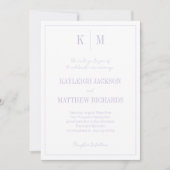 Invitation Monogramme classique Lavande Mariage élégant (Devant)