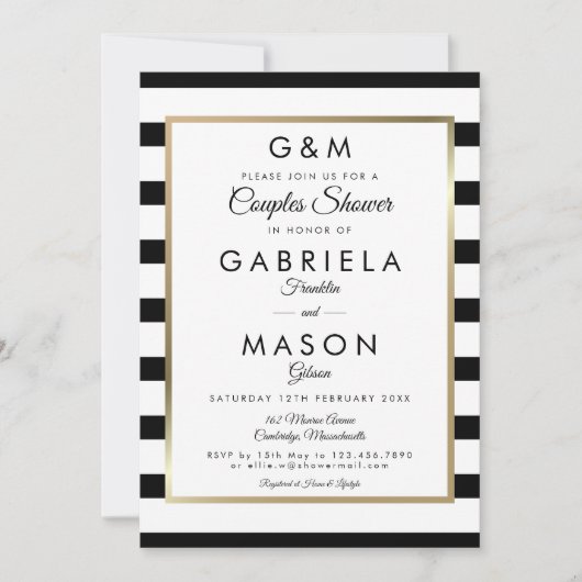 Invitation Monogramme classique Mariage  Couples Douche (Devant)