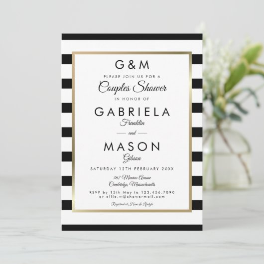 Invitation Monogramme classique Mariage  Couples Douche (Debout devant)