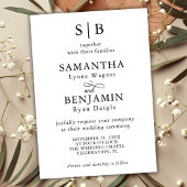 Invitation Monogramme classique Mariage élégant initial