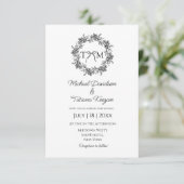 Invitation monogramme classique mariage floral botanique (Debout devant)