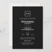 Invitation Monogramme classique Mariage officiel noir tout en (Devant)