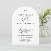 Invitation Monogramme classique minimaliste Mariage blanc (Debout devant)