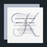 Invitation Monogramme classique moderne | Dusty Blue Mariage<br><div class="desc">Ces invitations de mariage élégantes affichent votre monogramme dans un grand texte moderne couleur bleu poussiéreux sur un arrière - plan blanc. Un look simple et élégant pour votre mariage moderne.</div>