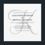 Invitation Monogramme classique moderne en Mariage gris<br><div class="desc">Ces invitations de mariage élégantes affichent votre monogramme dans un grand texte moderne couleur gris clair sur un arrière - plan blanc. Un look simple et élégant pour votre mariage moderne.</div>
