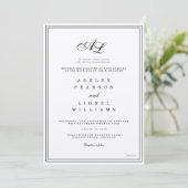 Invitation Monogramme classique Noir et blanc Mariage traditi (Debout devant)