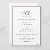 Invitation Monogramme classique Noir et blanc Mariage traditi (Devant / Derrière)