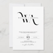 Invitation Monogramme classique sophistiqué Mariage moderne (Devant)