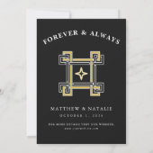 Invitation Monogramme Clé Grecque Luxe Noir Or (Dos)
