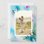 Invitation Monogramme Code QR photo personnalisé bleu rose pr (Dos)