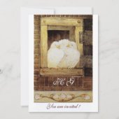 Invitation monogramme COLOMBES BLANCHES À LA FENÊTRE, jaune m (Devant)