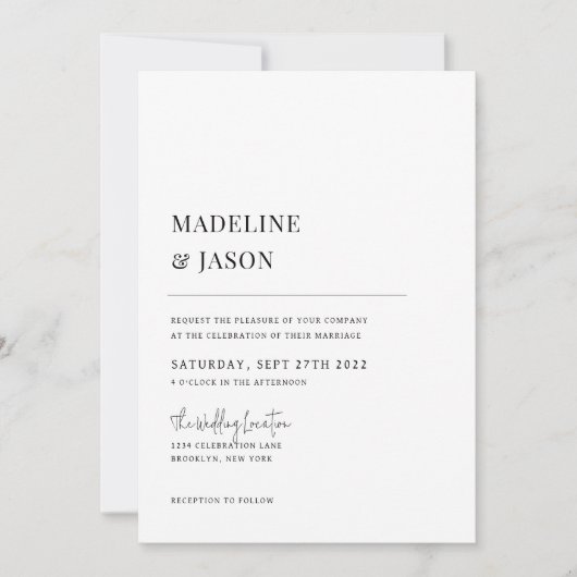 Invitation Monogramme contemporain minimaliste Mariage (Devant)