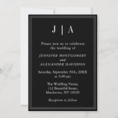 Invitation Monogramme Couple Nom Moderne Simple Noir Et Blanc (Devant)