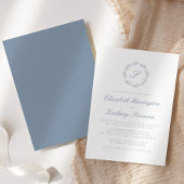 Invitation Monogramme Couronne Bleu Poussiéreux Classique Scr