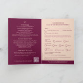 Invitation Monogramme couronne d'or noir option repas mariage (Intérieur)