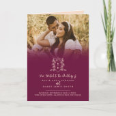 Invitation Monogramme couronne rouge foncé option repas maria (Devant)