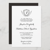 Invitation Monogramme Crest Classic Elegant Wedding Invitatio (Devant / Derrière)