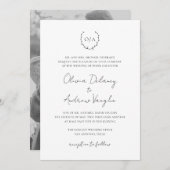 Invitation Monogramme Crest de couronne photo Mariage élégant (Devant / Derrière)