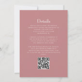 Invitation Monogramme Crest Dusty Rose QR Code Mariage (Dos)