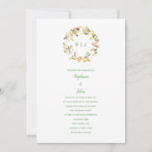 Invitation Monogramme Crest Jaune Vert Blanc Boho Mariage (Devant)