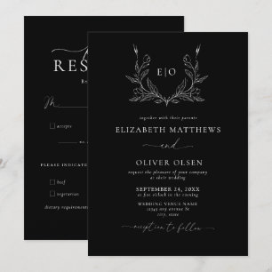 Invitation Monogramme Crest Mariage minimaliste moderne