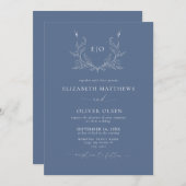 Invitation Monogramme Crest | Mariage minimaliste moderne (Devant / Derrière)