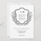 Invitation Monogramme Crest noir blanc (Devant)