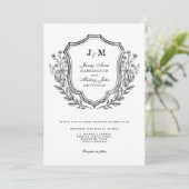 Invitation Monogramme Crest noir blanc (Debout devant)