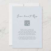 Invitation Monogramme Crest QR Code RSVP Dusty Mariage bleu (Dos)