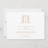 Invitation Monogramme crête couronne coeur rose or blanc (Devant)