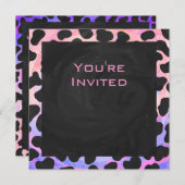 Invitation Monogramme Dalmatien noir et rose (Devant / Derrière)