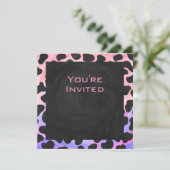 Invitation Monogramme Dalmatien noir et rose (Debout devant)