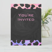 Invitation Monogramme Dalmatien noir et rose (Debout devant)