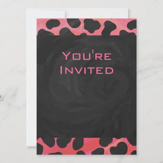 Invitation Monogramme Dalmatien Noir et Rouge (Devant)