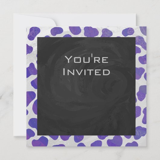 Invitation Monogramme Dalmatien violet et blanc (Devant)