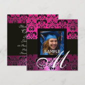 INVITATION MONOGRAMME DAMAS DE REMISE DE DIPLÔME ROSE NOIR VI (Devant / Derrière)