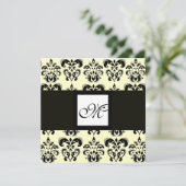 Invitation MONOGRAMME DAMAS, noir et blanc, crème (Debout devant)