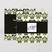 Invitation MONOGRAMME DAMAS, noir et blanc, métallisé or (Devant / Derrière)
