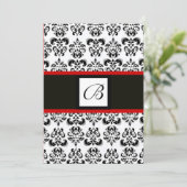 Invitation MONOGRAMME DAMAS, noir et blanc, rouge (Debout devant)
