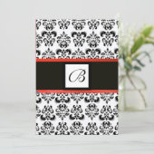 Invitation MONOGRAMME DAMAS, noir et blanc, rouge (Debout devant)